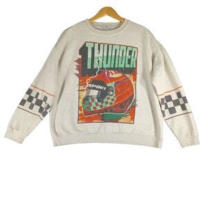Adika Thunder Motorcycle Racing Sweatshirt Men's Size 2XL White Helmet